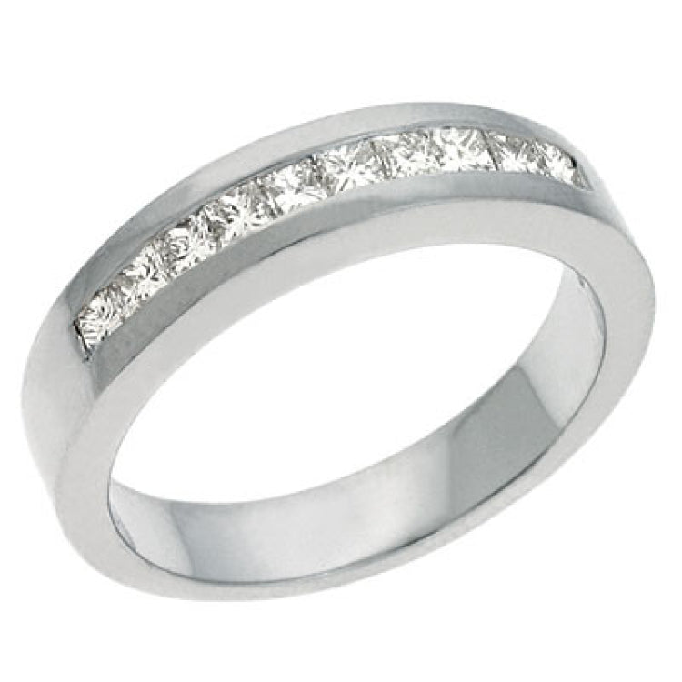 14 KT Princess Shape White Gold Diamond Band