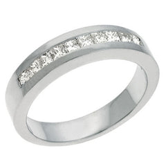 14 KT Princess Shape White Gold Diamond Band