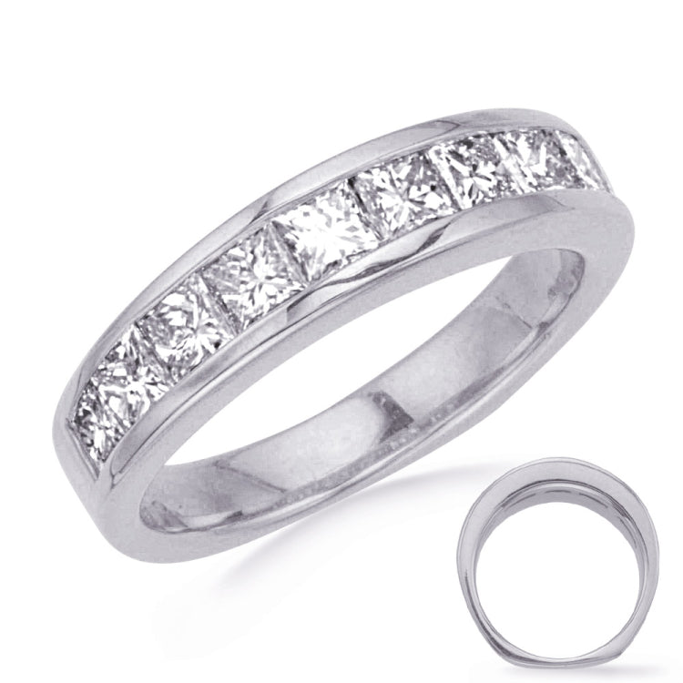 14 KT Princess Shape White Gold Matching Band