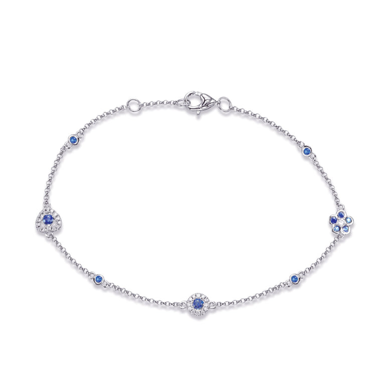 14 KT Rounds Shape White Gold Sapphire & Diamond Bracelet
