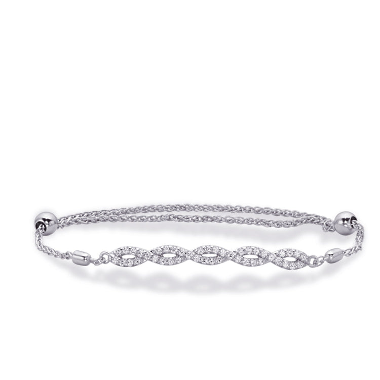 14 KT Rounds Shape White Gold Bolo Diamond Bracelet