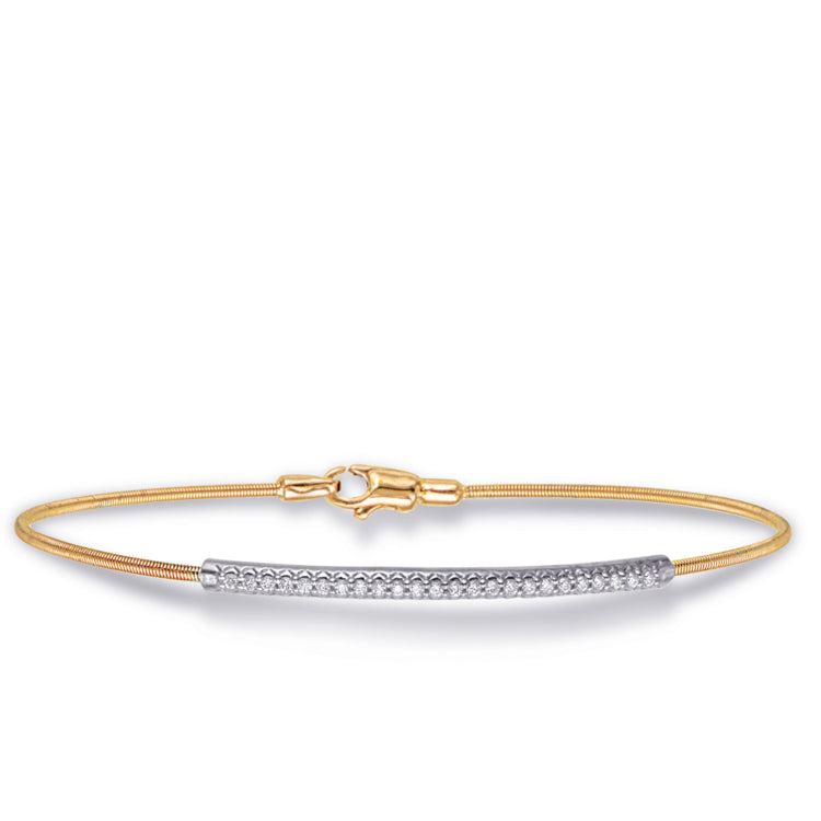 14 KT Rounds Shape White & Yellow Gold Bangle Italian Made