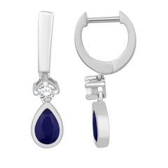 14 KT Rounds Shape White Gold Diamond & Saphire  Earring