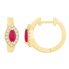 14 KT Rounds Shape Yellow Gold Diamond & Ruby Earring