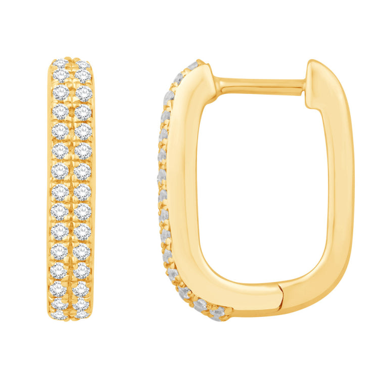 14 KT Rounds Shape Yellow Gold Diamond Earring