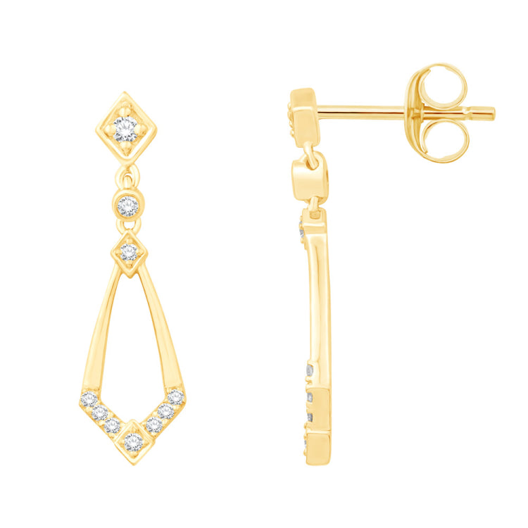 14 KT Rounds Shape Yellow Gold Diamond Earring