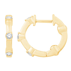 14 KT Rounds Shape Yellow Gold Diamond Earring