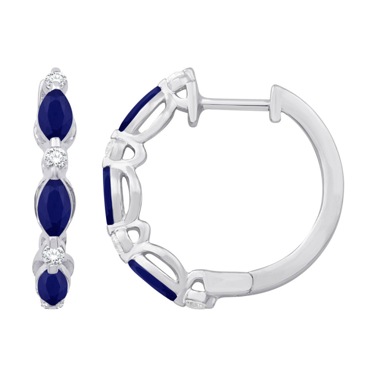 14 KT Rounds Shape White Gold Diamond & SapphireEarring