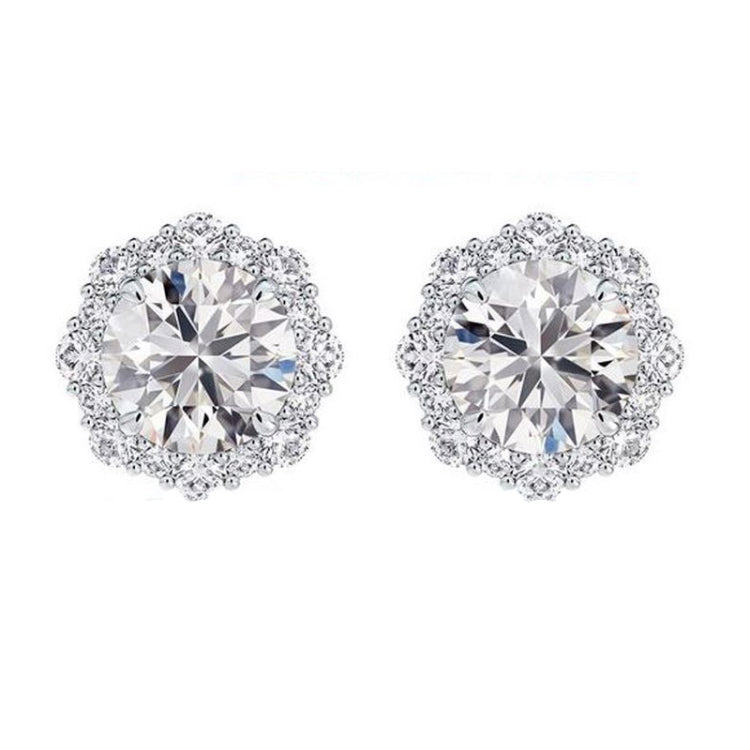 14 KT Rounds Shape White Gold Earring Jackets For .50ct Eac