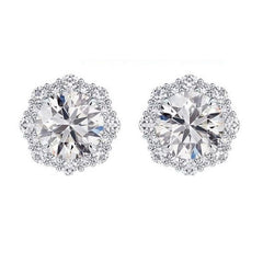 14 KT Rounds Shape White Gold Earring Jackets For .62ct