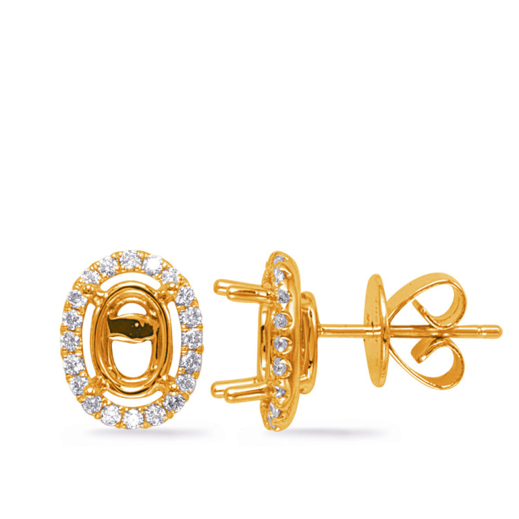 14 KT Rounds Shape Yellow Gold Diamond Earring