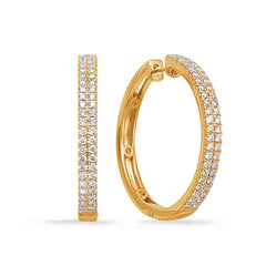 14 KT Rounds Shape Yellow Gold Diamond Earring
