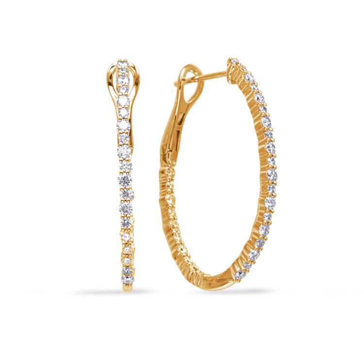 14 KT Rounds Shape Yellow Gold Diamond Earring