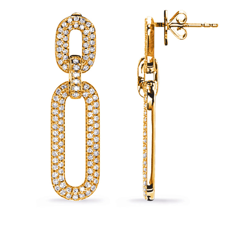 14 KT Rounds Shape Yellow Gold Diamond Earring