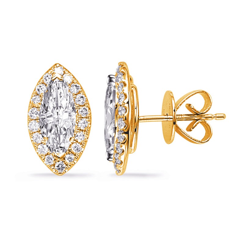 14 KT Rounds Shape Yellow Gold Earring Setting
