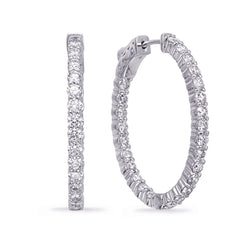 14 KT Rounds Shape White Gold Oval Hoop Earring 1.2 Inch