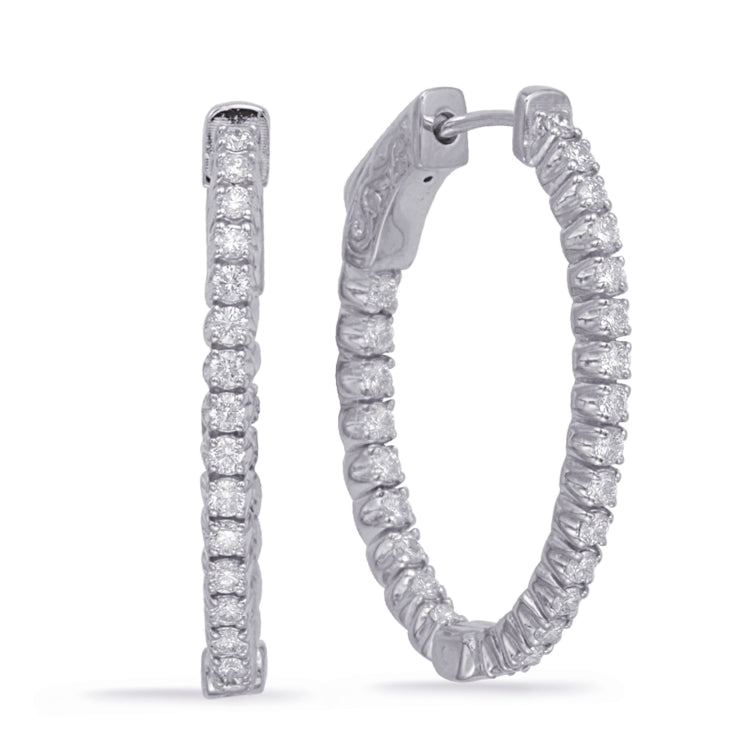 14 KT Rounds Shape 1 Inch Securehinge Oval Hoop Earring