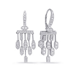 14 KT Baguette Shape White Gold Diamond Earring