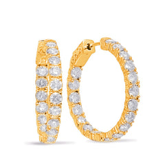 14 KT Rounds Shape Yellow Gold Hoop Earring 4 Prongs