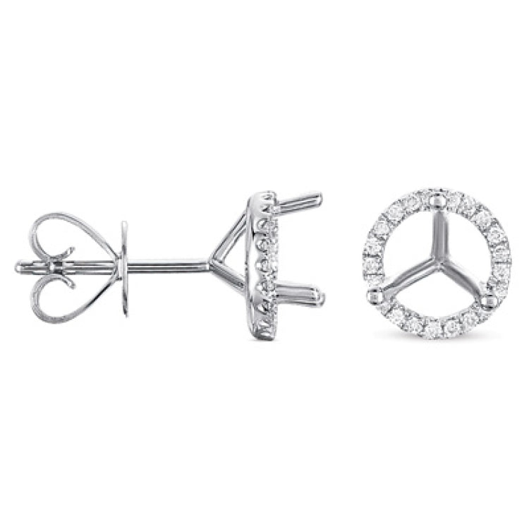 14 KT Rounds Shape Three Prong Earring Setting .60ct Tw