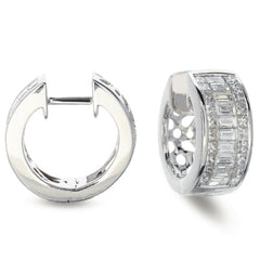 14 KT Baguette Shape White Gold Diamond Earring