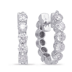 14 KT Rounds Shape White Gold Diamond Oval Hoop Earring