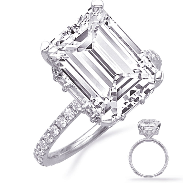 14 KT Baguette Shape White Gold Engagement Ring