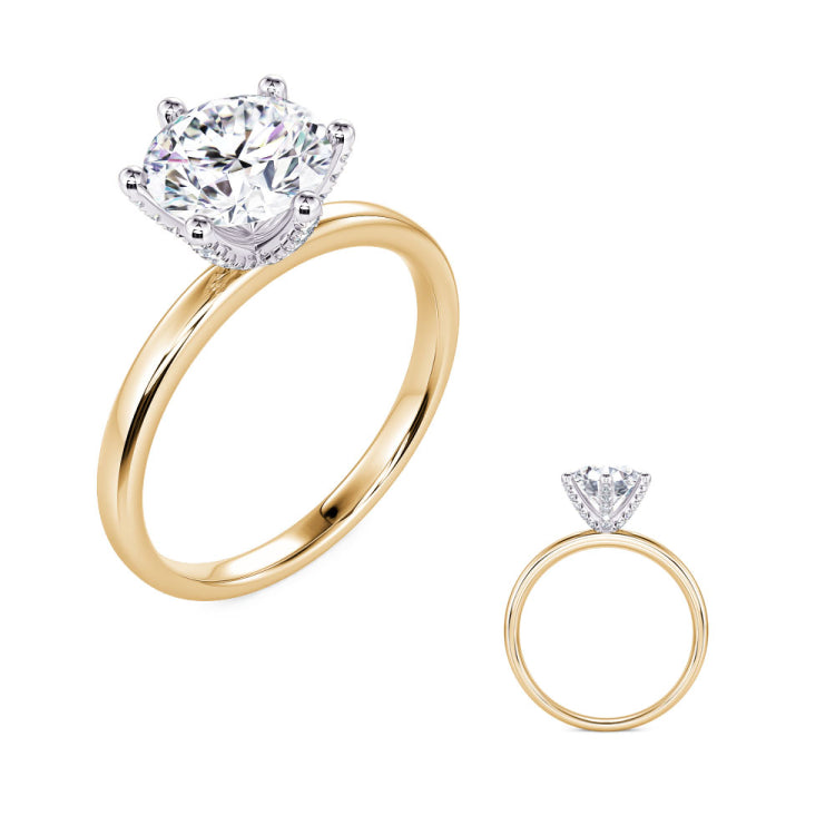 14 KT Rounds Shape Yellow and White Gold Engagement Ring