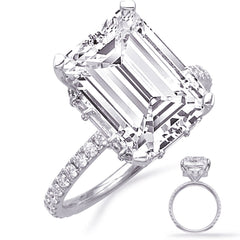 14 KT Baguette Shape White Gold Engagement Ring