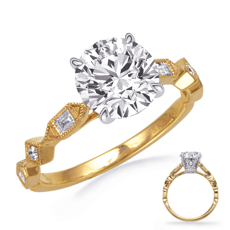 14 KT Baguette Shape Yellow Gold Engagement Ring