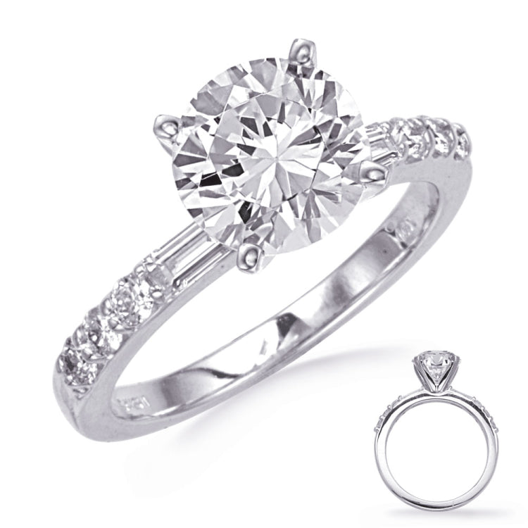 14 KT Baguette Shape White Gold Engagement Ring