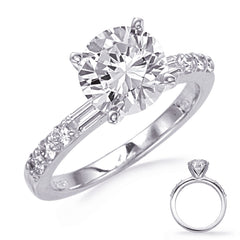 14 KT Baguette Shape White Gold Engagement Ring