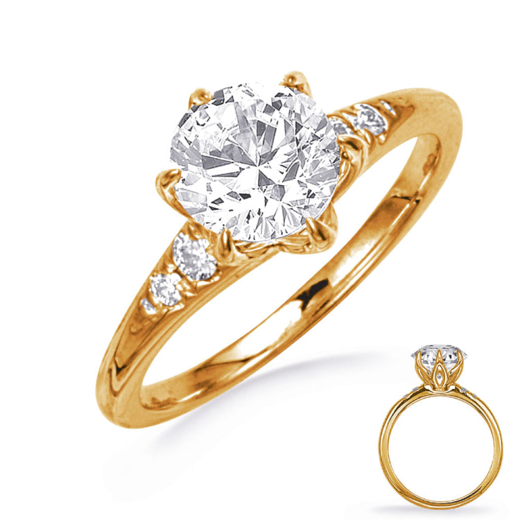 14 KT Rounds Shape Yellow Gold Engagement Ring