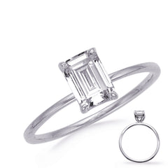 14 KT White Gold Engagement Ring 9x7mm EC