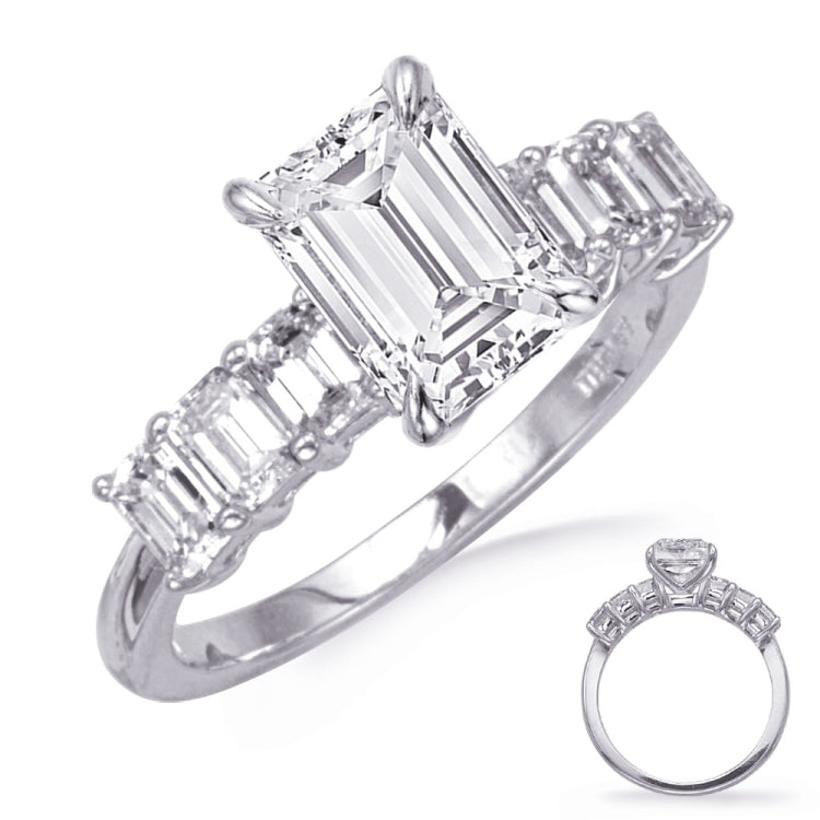 14 KT Emerald Cut Shape White Gold Engagement Ring