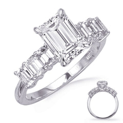 14 KT Emerald Cut Shape White Gold Engagement Ring
