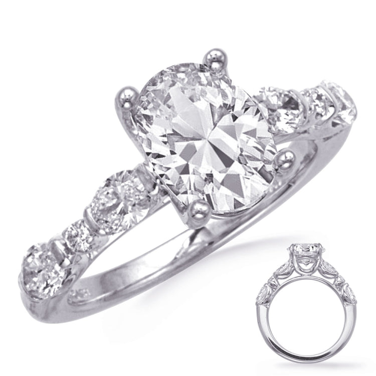 14 KT Oval Shape White Gold Oval Engagement Ring