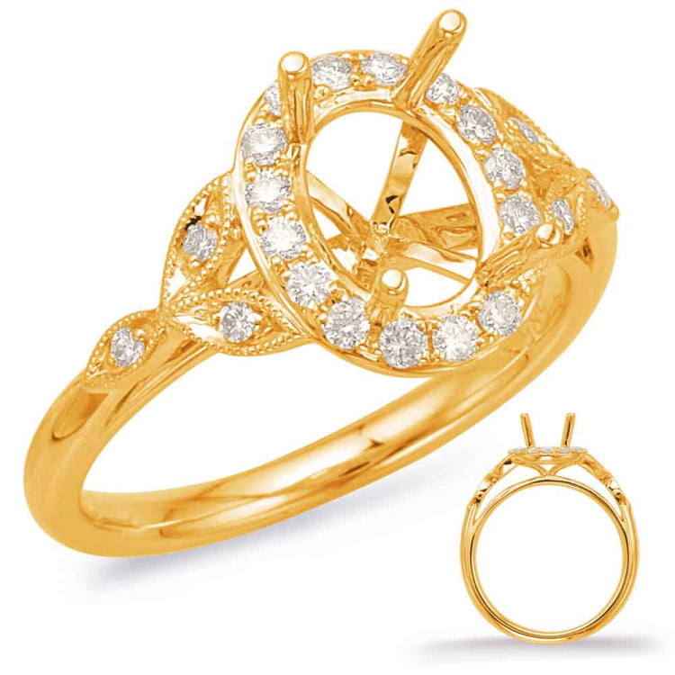 14 KT Rounds Shape Yellow Gold Halo Engagement Ring