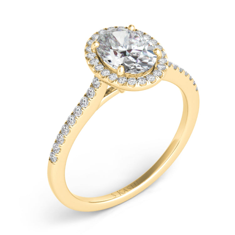 14 KT Rounds Shape Yellow Gold Halo Engagement Ring