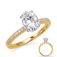 14 KT Rounds Shape White & Yellow Gold Engagement Ring