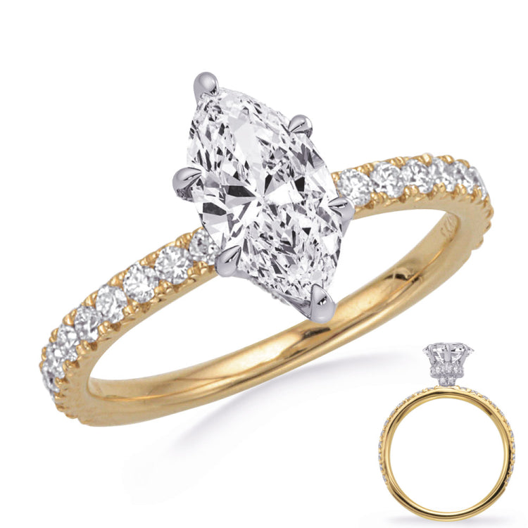 14 KT Rounds Shape Yellow & Whte Gold Engagement Ring