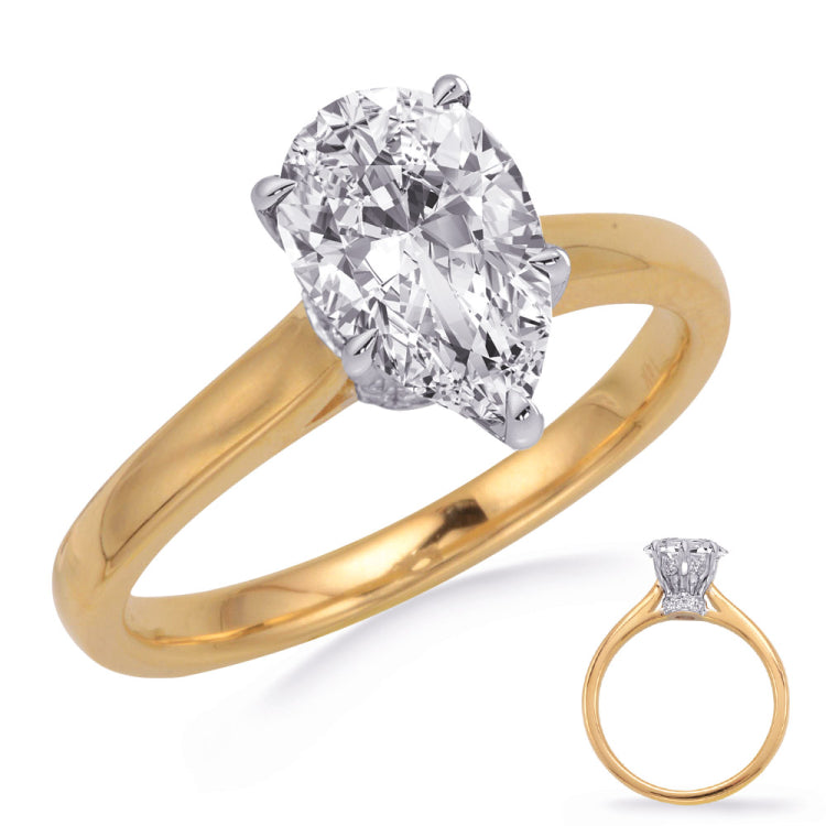 14 KT Rounds Shape Yellow & White Gold Engagement Ring