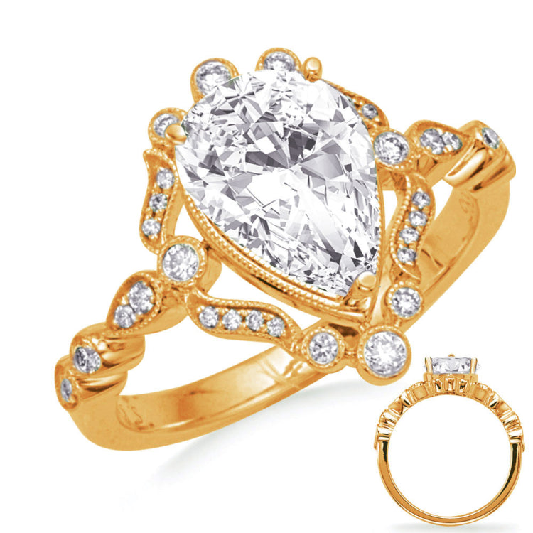 14 KT Rounds Shape Yellow Gold Halo Engagement Ring