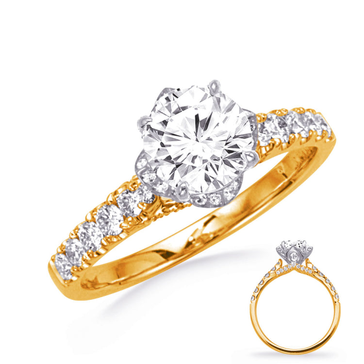 14 KT Rounds Shape Yellow Gold Engagement Ring