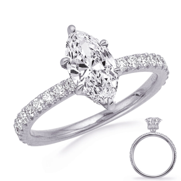 14 KT Rounds Shape White Gold Engagement Ring
