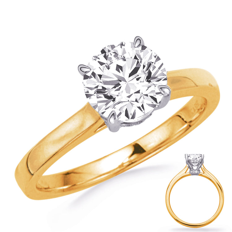 14 KT Rounds Shape Yellow & White Gold Engagement Ring