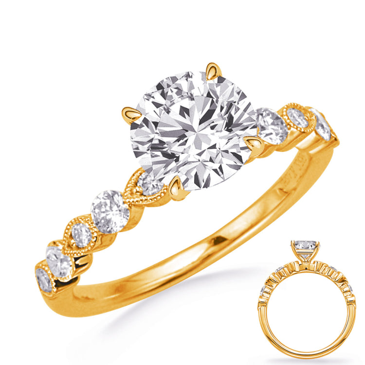 14 KT Rounds Shape Yellow Gold Engagement Ring