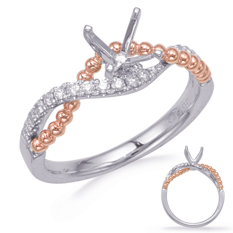 14 KT Rounds Shape Rose & White Gold Engagement Ring