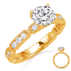 14 KT Rounds Shape Yellow Gold Engagement Ring