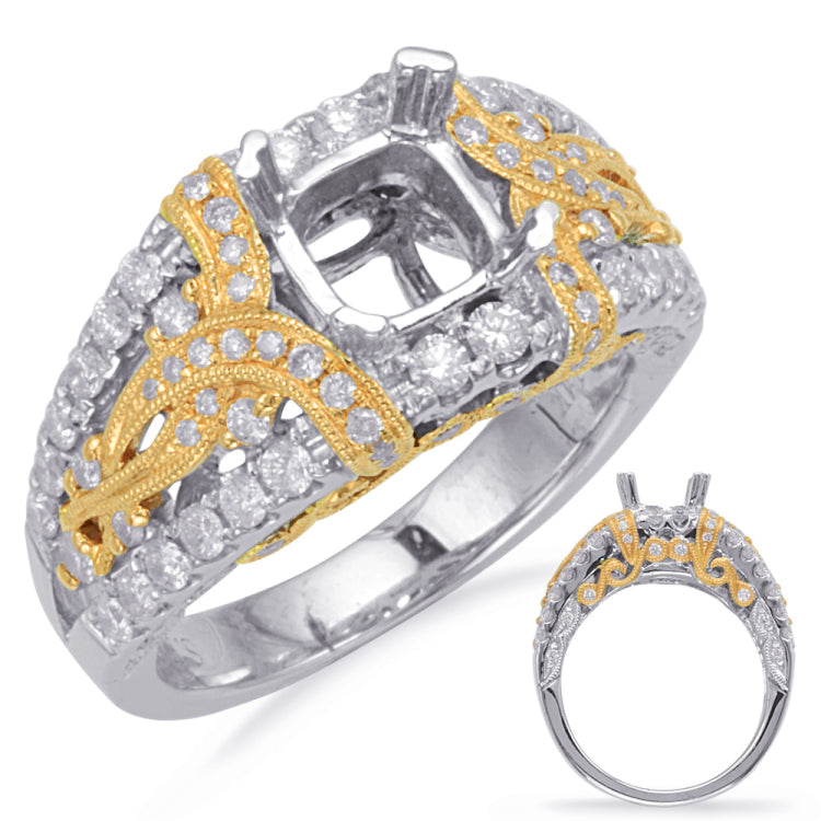 14 KT Rounds Shape Yellow & White Gold Engagement Ring